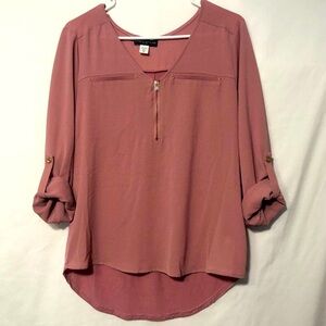 Simply Styled Women’s Dusty Pink  Long Sleeve Blouse  Mixed Media Size MP